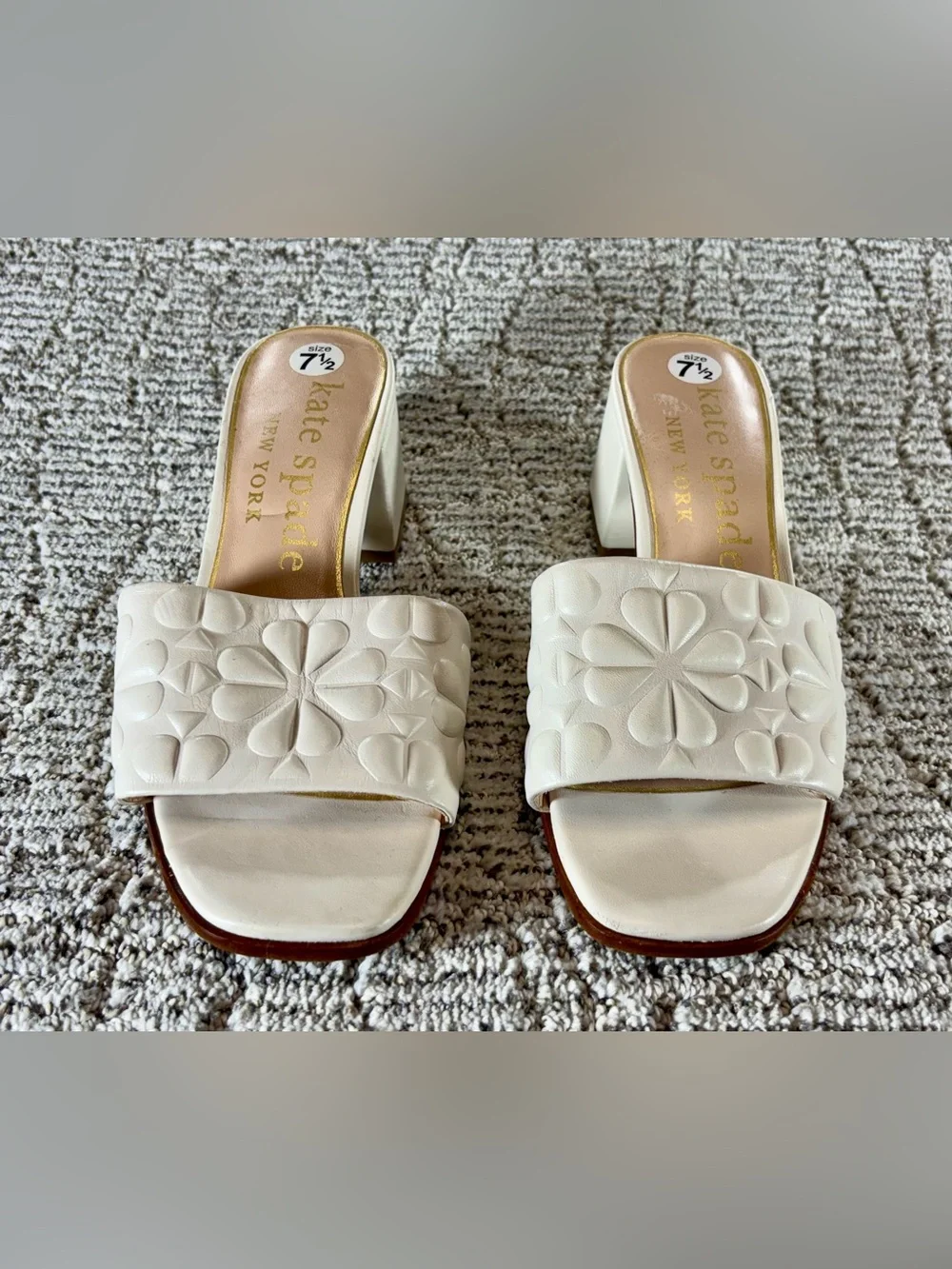 NEW Kate Spade Size 7.5 Parchment Emmie Slide Sandals